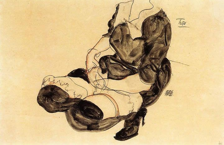 Egon Schiele Female Torso Squatting